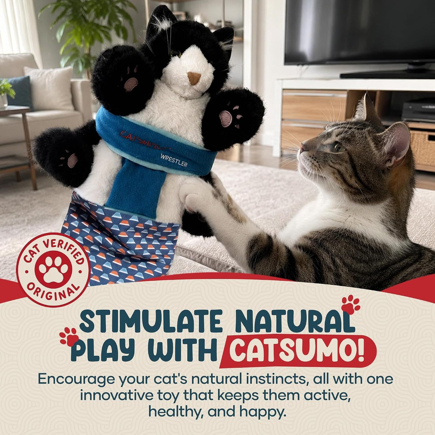 CATSUMO Juguete de marioneta de guante de lucha para gatos, guante...