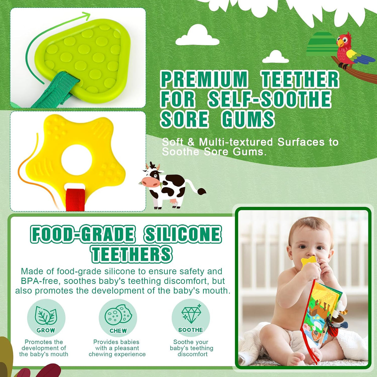BBWOO Juguete suave para bebé, regalo de ducha para niño recién nac...
