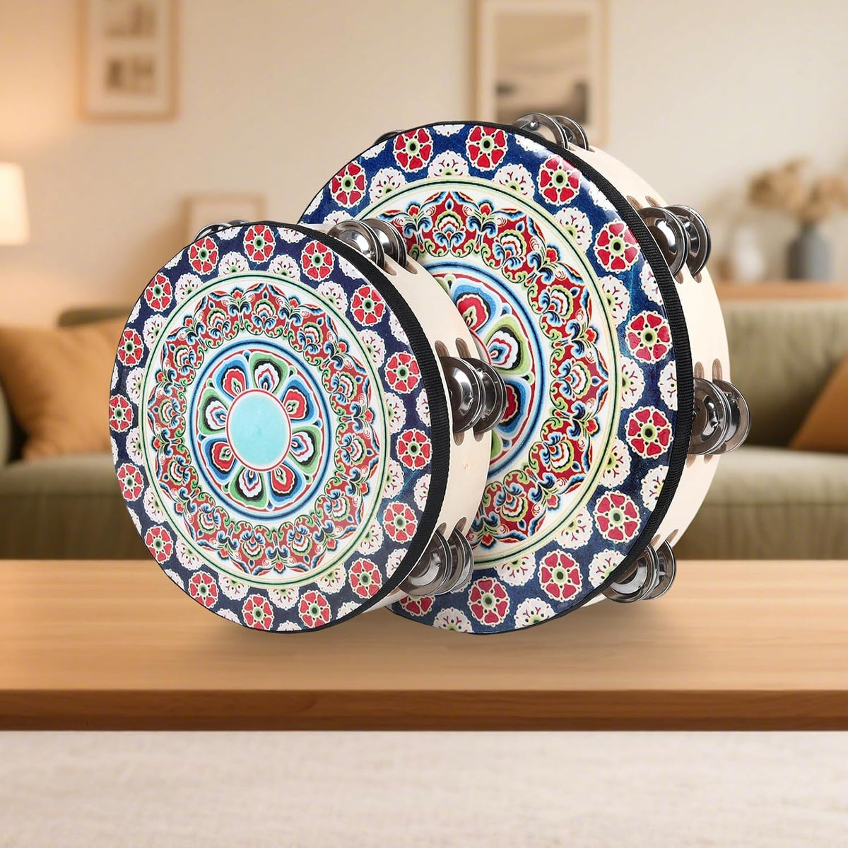 Musfunny Panderetas Instrumento Musical Percusión de Tambor de Mano...