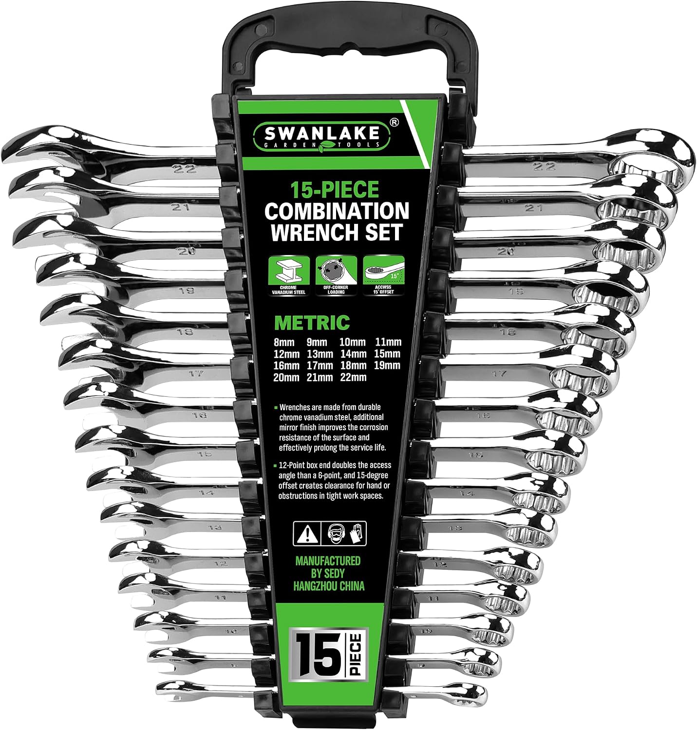 SWANLAKE GARDEN TOOLS - Juego de llaves métricas de 15 piezas, jueg...
