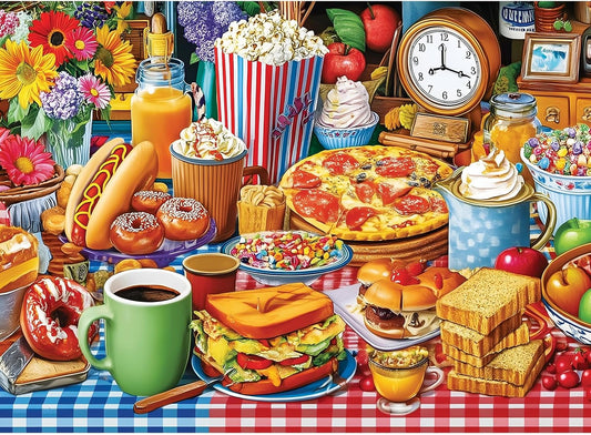 Rompecabezas de 500 piezas para adultos \u2013 Mesa de comida color...
