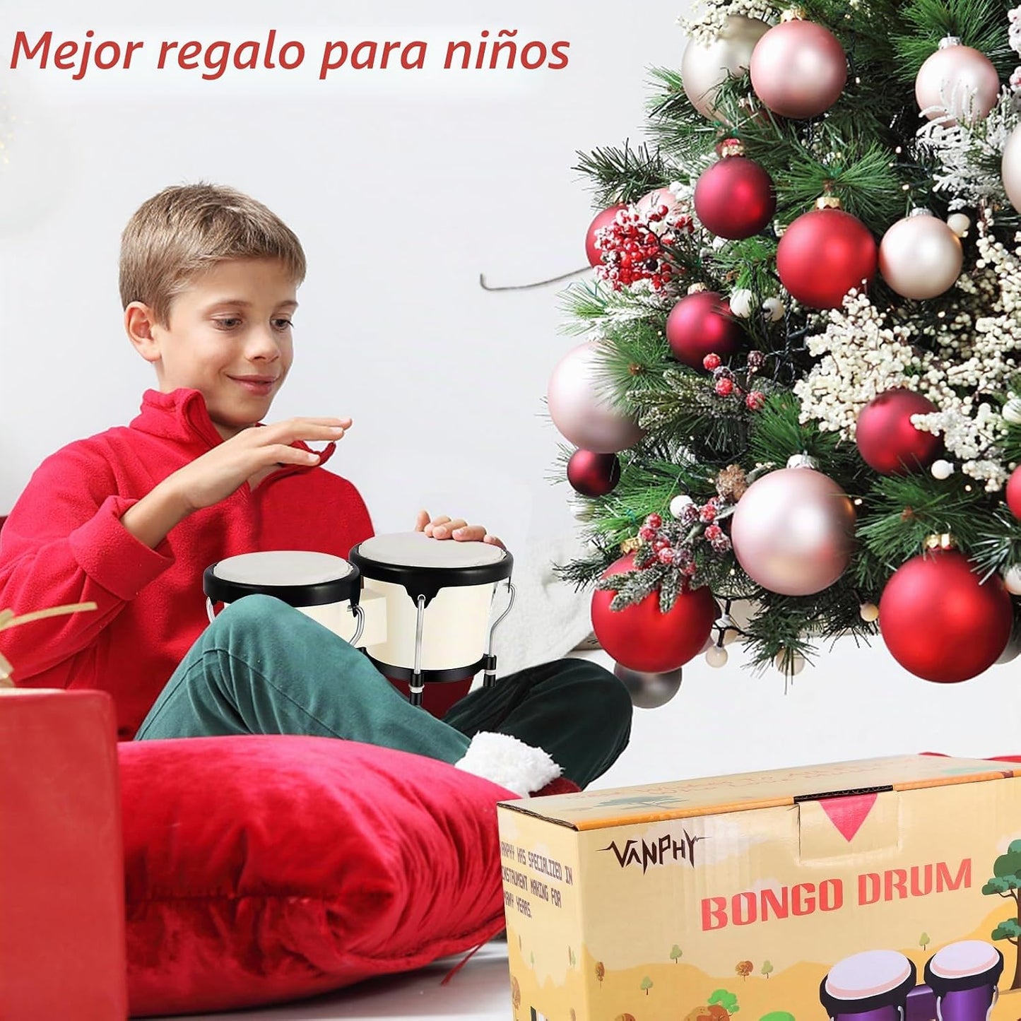 VANPHY Juego de Bongós de 4'' y 5'' para Adultos Pr...