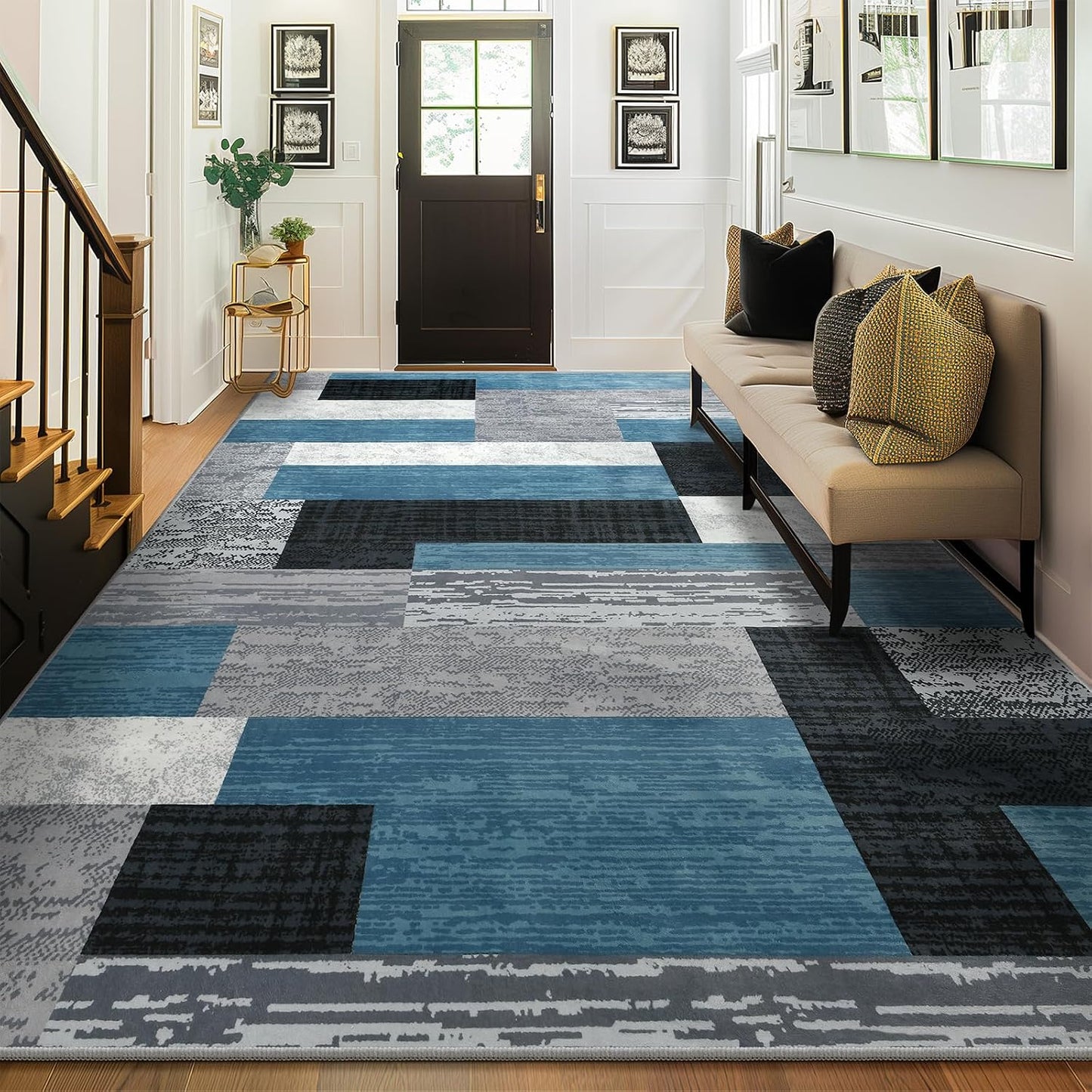Alfombras de área grande, decoración moderna de parches geométricos...