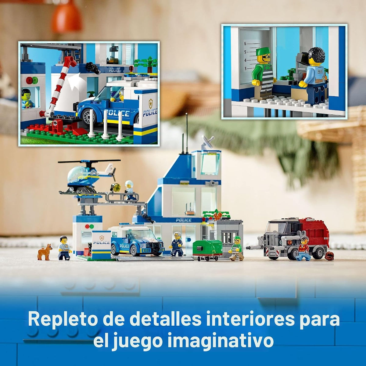 LEGO Estación de policía de la ciudad con furgoneta, camión de basu...