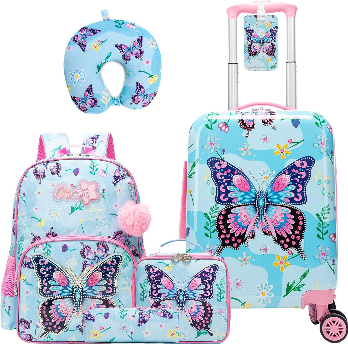 Esteemly Juego de maletas para niños, 5 piezas, equipaje rígido de...