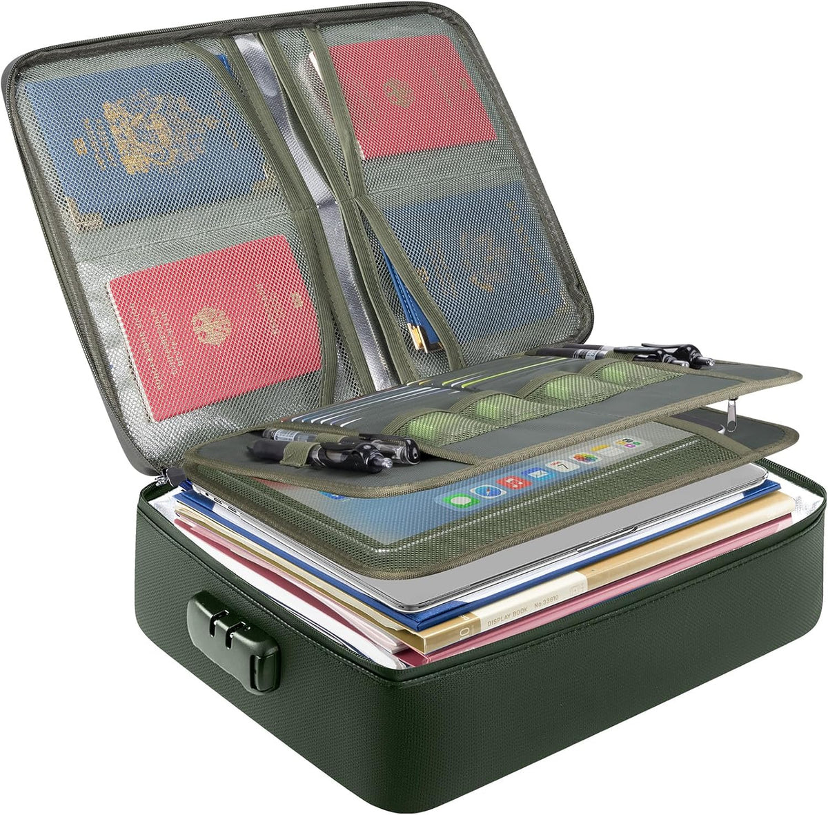 BALEINE - Caja de documentos ignífuga con cerradura, bolsa impermea...