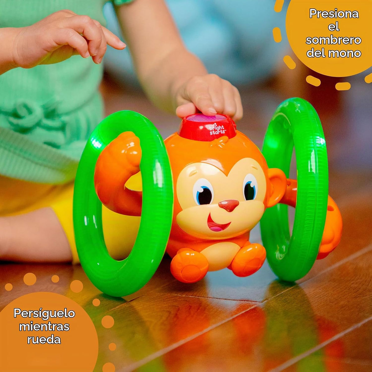 Bright Starts Roll &amp; Glow Monkey Crawling - Juguete para bebé c...