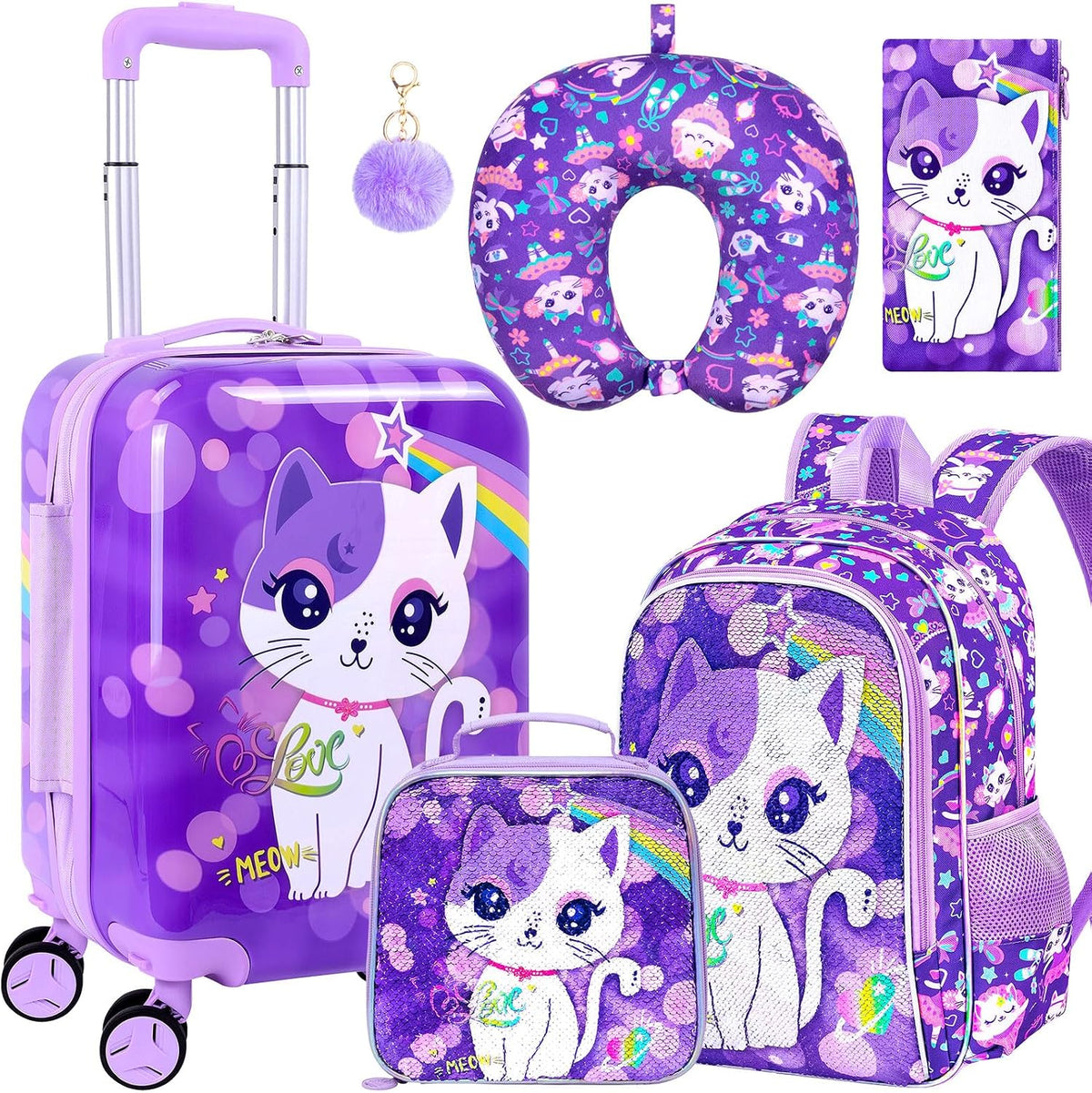 Juego de 5 maletas para niños, aprobado por aerolíneas con ruedas g...