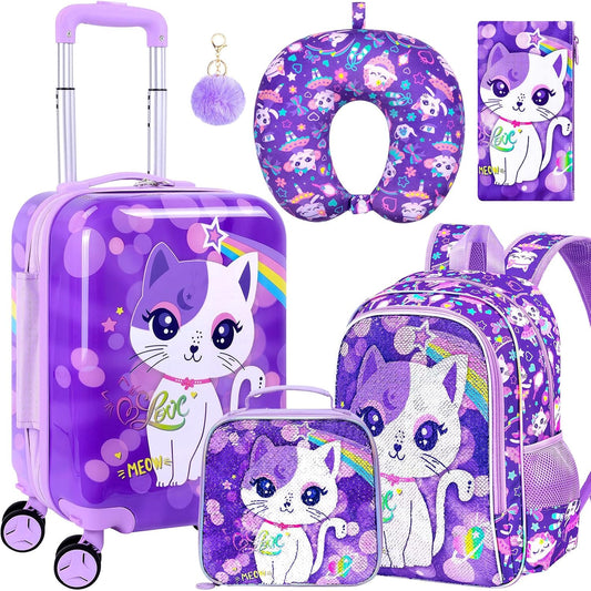 Juego de 5 maletas para niños, aprobado por aerolíneas con ruedas g...