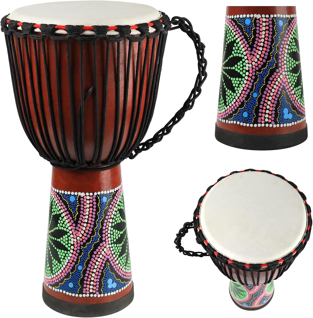 GOGHOST Tambor Djembe de madera, 12 x 23.5 pulgadas, tambores afric...