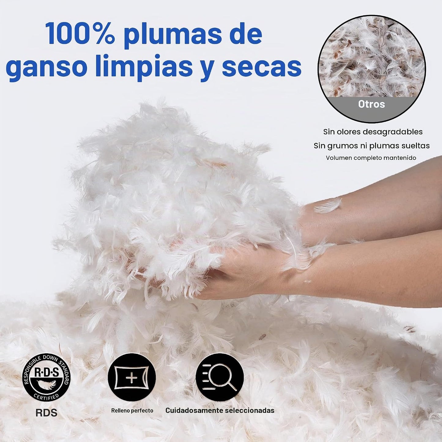 zibroges Juego de 2 almohadas de plumas tamaño King, almohada de pl...
