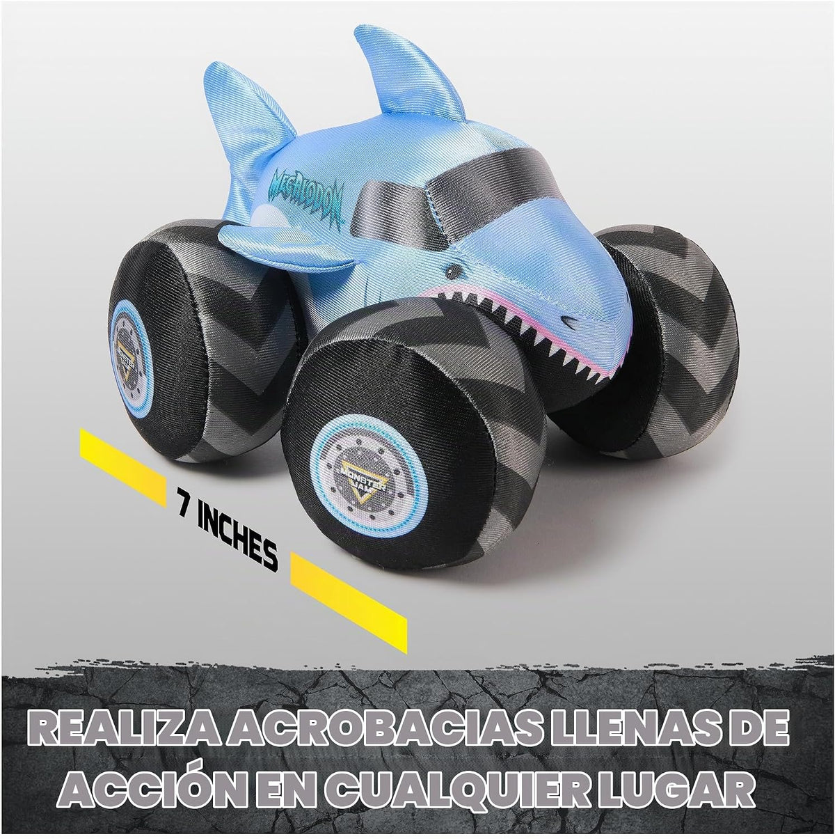 Monster Jam Camión de peluche Megalodon de 7 pulgadas con luces y s...