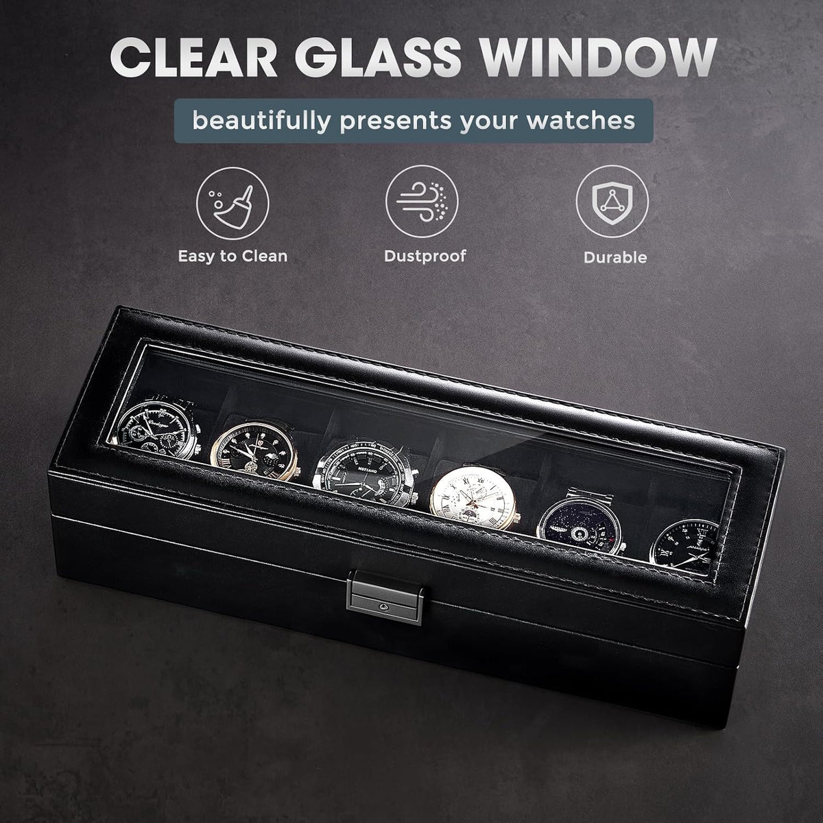 ProCase Caja de reloj con 6 ranuras para hombres -AllBlack | Organi...