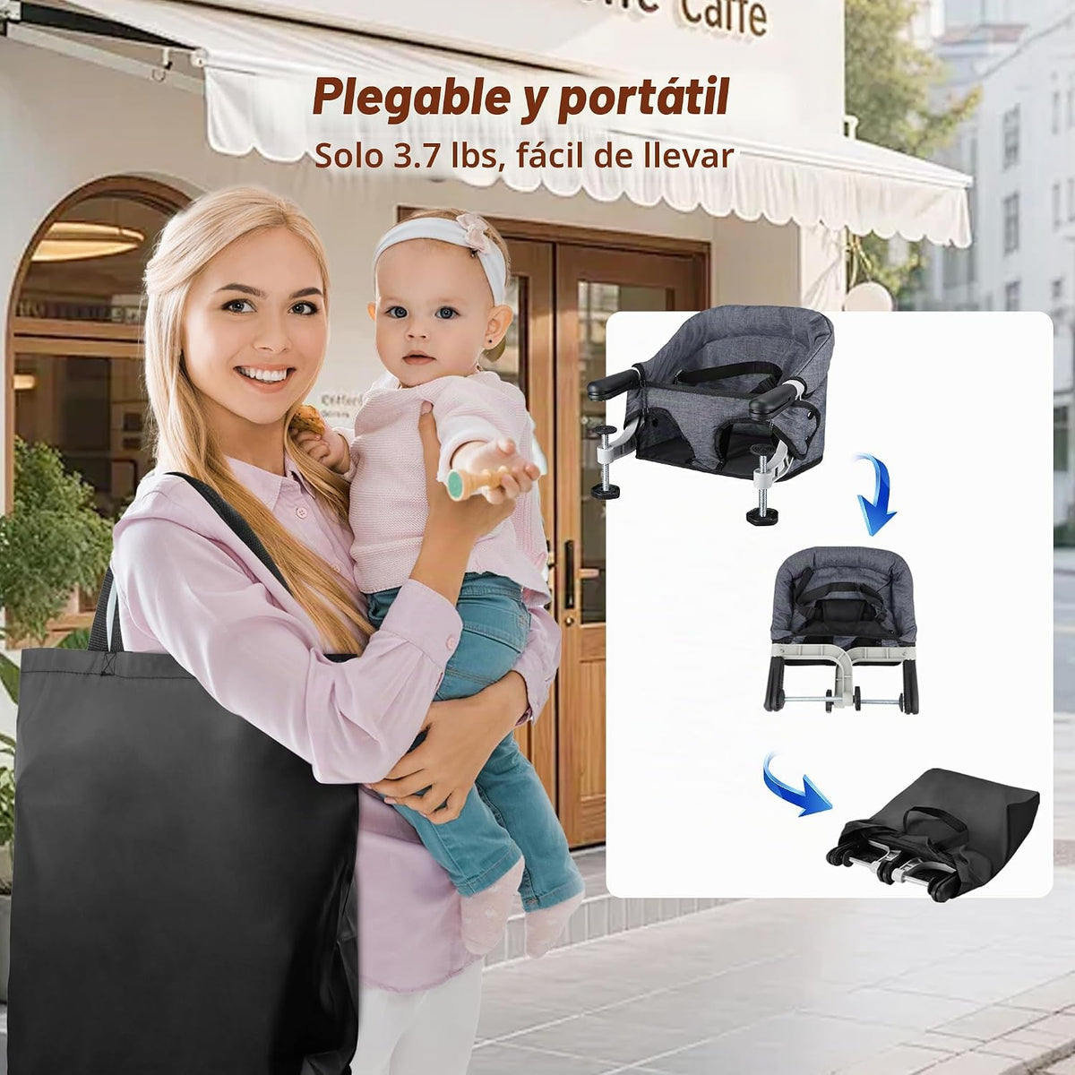 JOZZVE - Silla alta con gancho, asiento de alimentación portátil co...