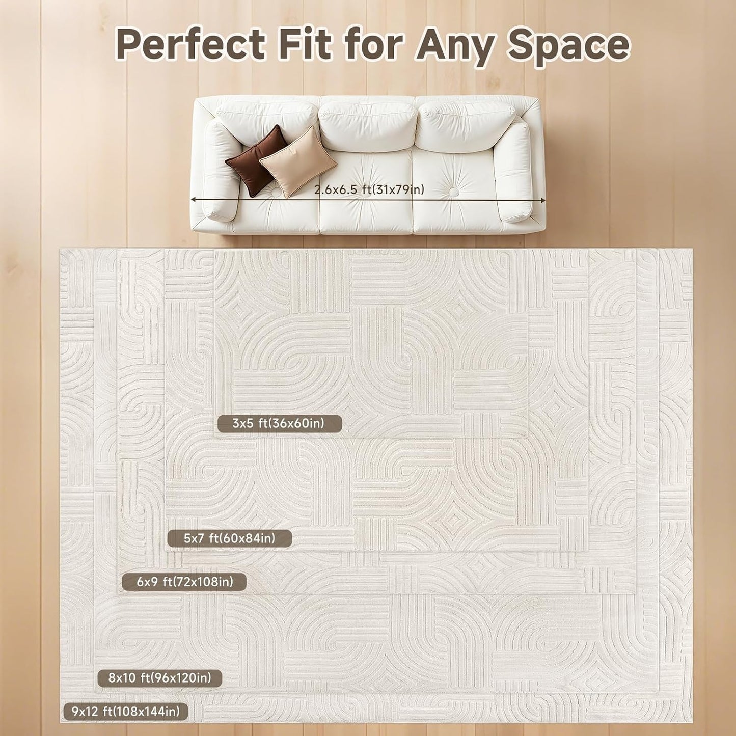 Pauwer Alfombras lavables para sala de estar, de 5 x 7 pies, modern...