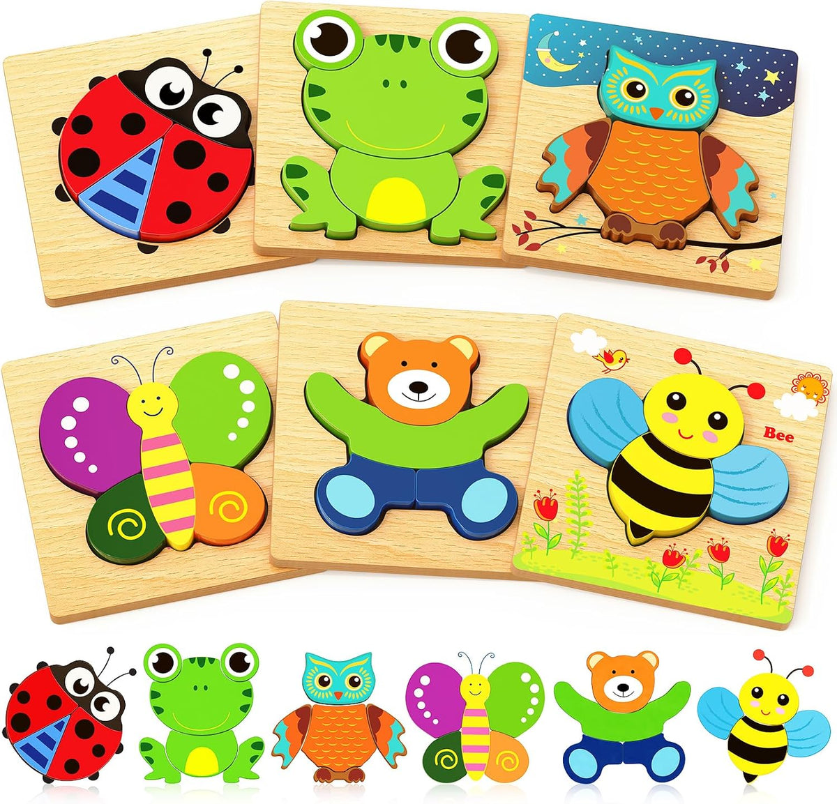 Rompecabezas de madera para niños pequeños, regalos para niños de 1...