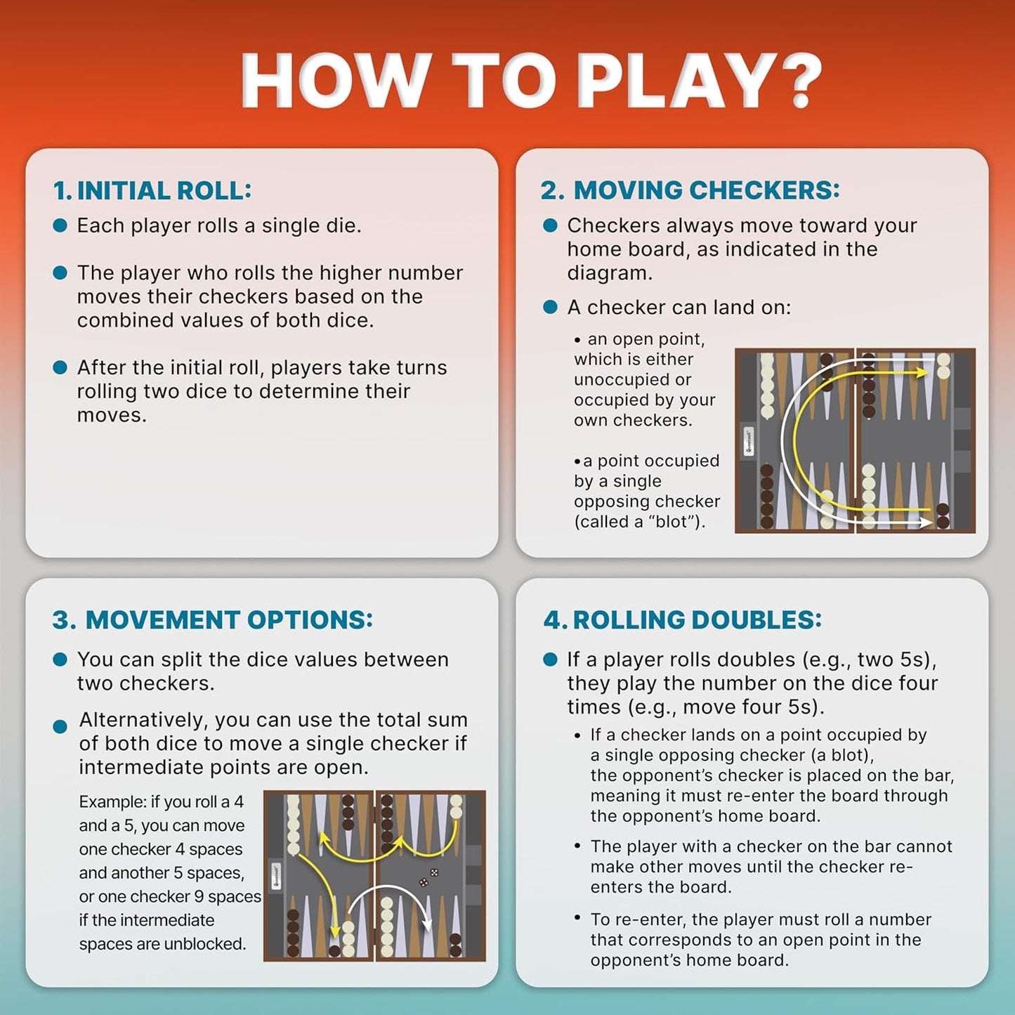 Juego de backgammon grande turquesa para adultos, juego de mesa clá...