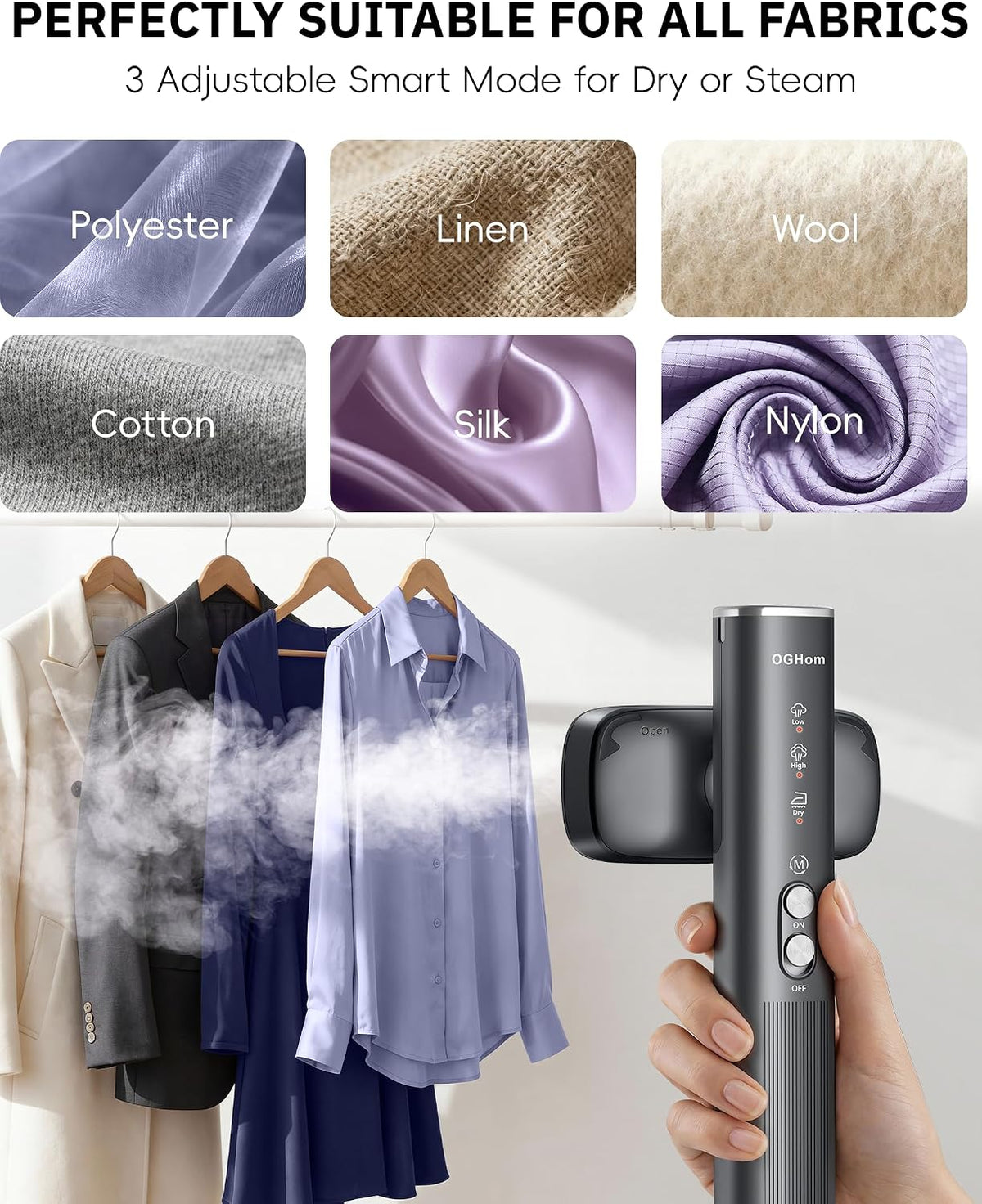 OGHom Vaporizador para ropa, vaporizador de viaje de 110-240 V y pl...