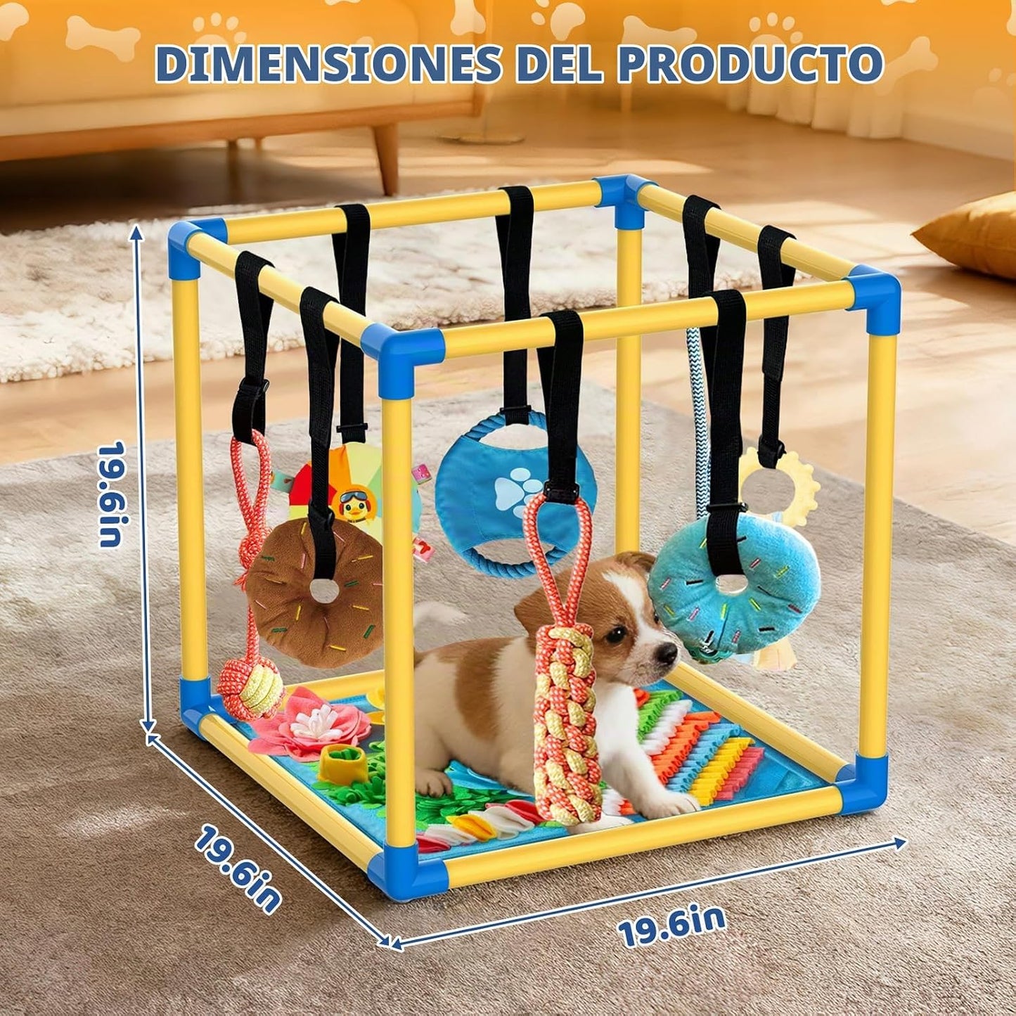 Gimnasio de juego para cachorros con alfombrilla de olfateo y 8 jug...
