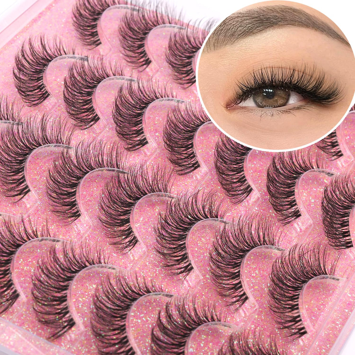 Pestañas de 14 mm de aspecto natural, pestañas postizas onduladas d...