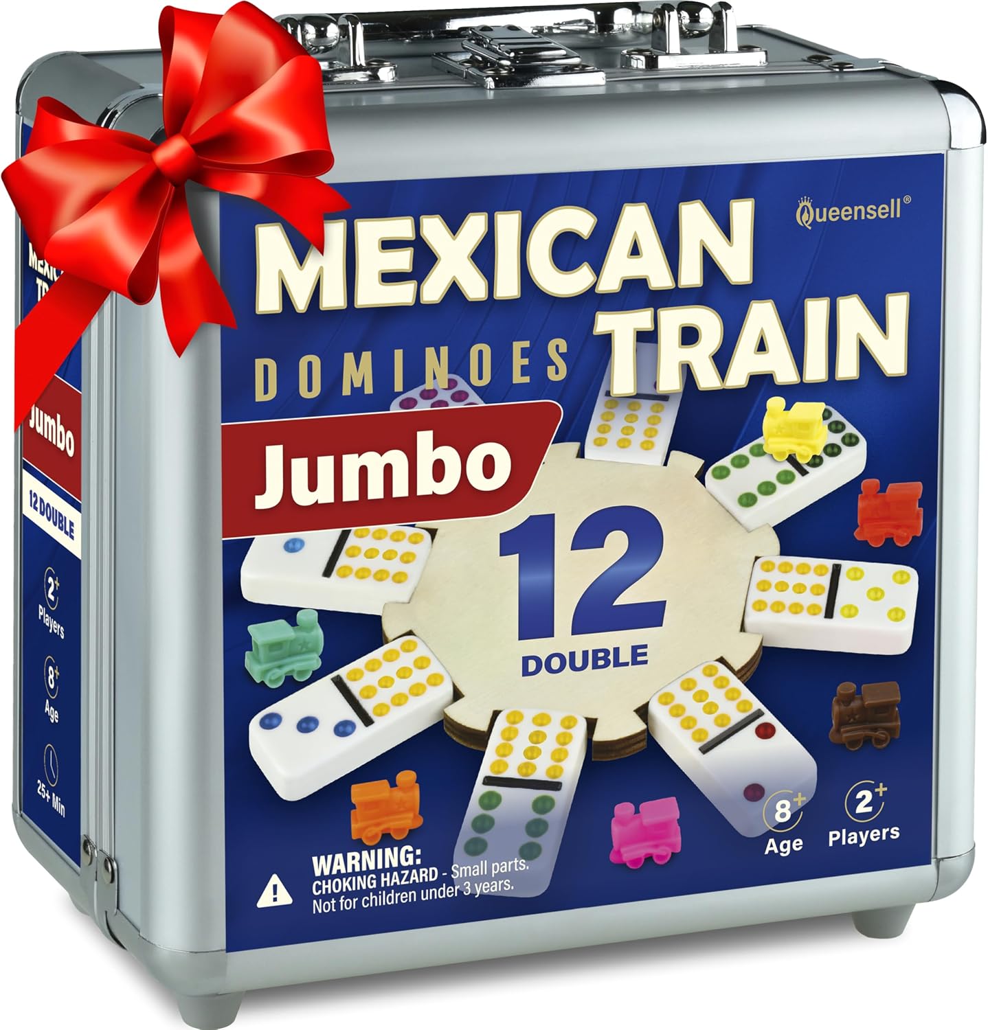 Queensell Juego de dominó de tren mexicano con azulejos gigantes, j...