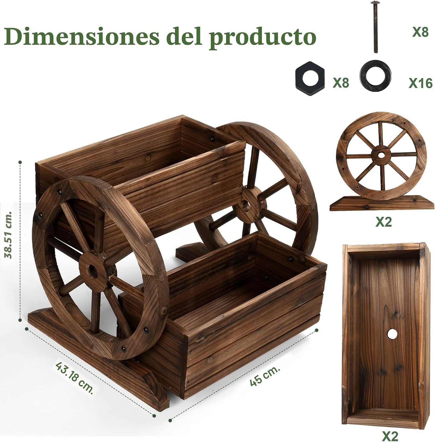 OIPRTGFJ Jardinera de madera con ruedas, maceta decorativa para flo...