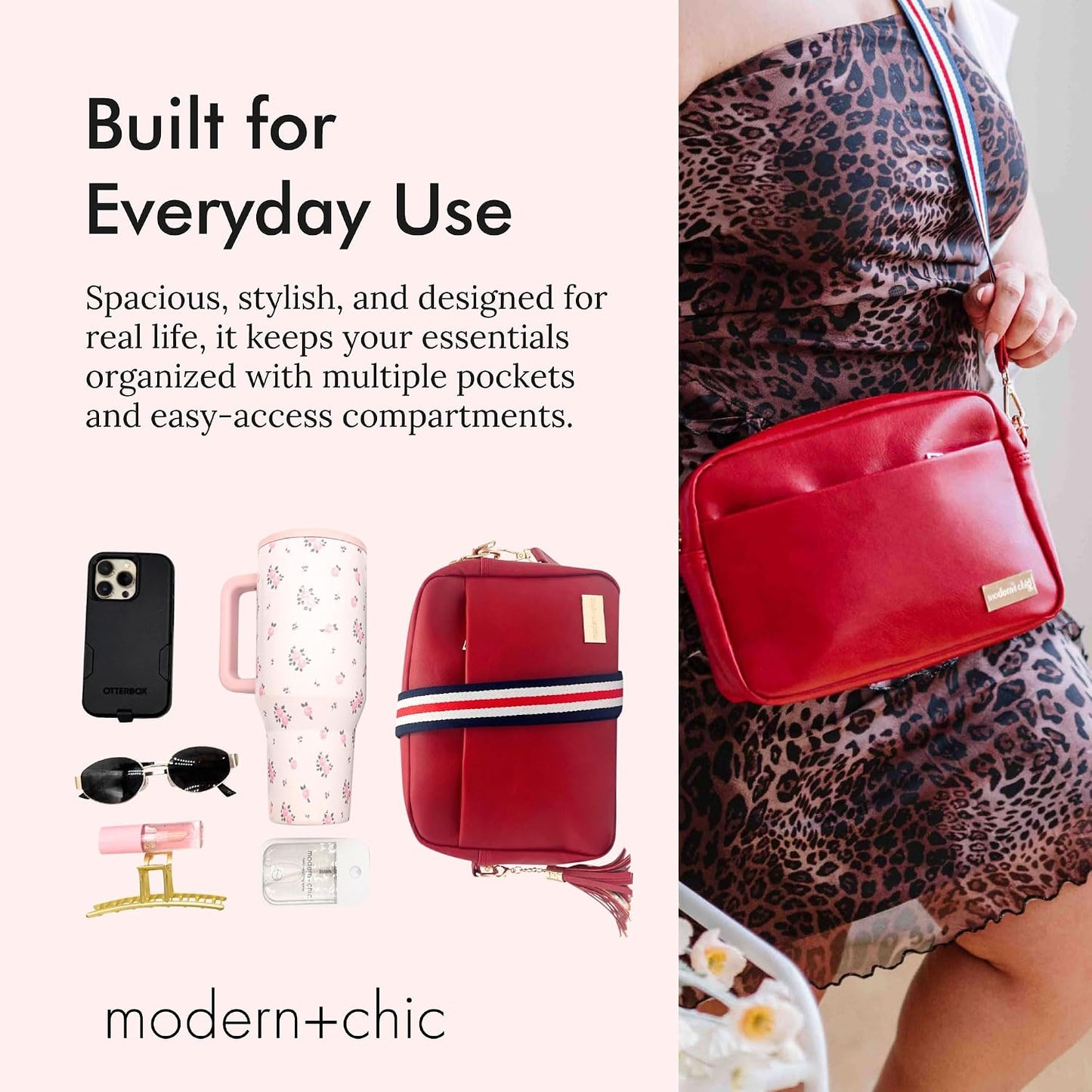 Modern+Chic Bolso cruzado Alice: bolso de cuero vegano con amplios...