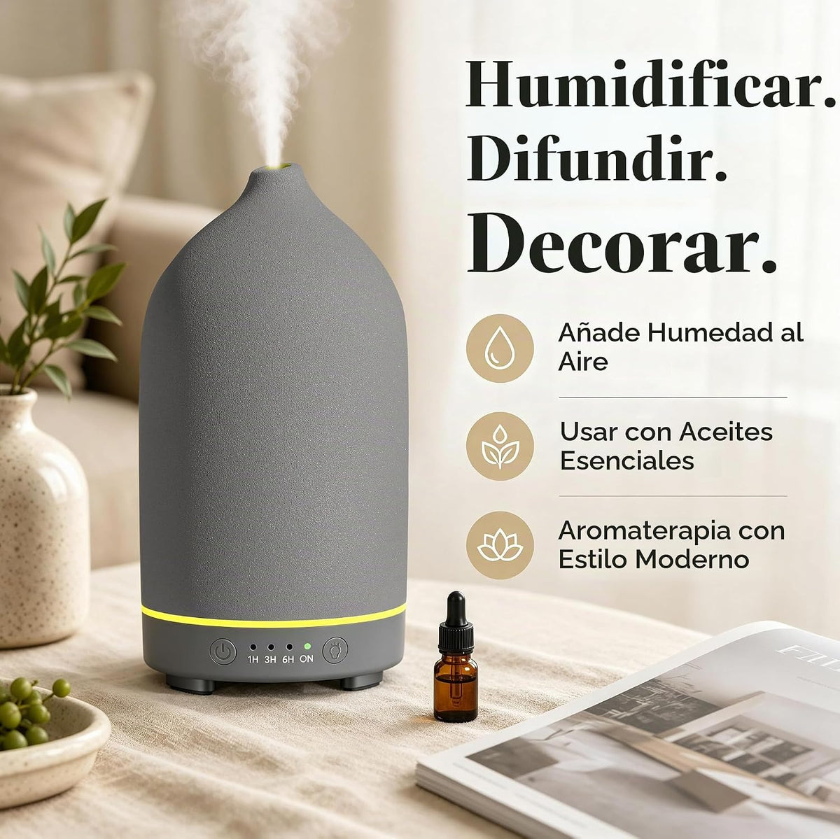 Gooamp Difusor de aceite esencial de cerámica 200ML para el hogar,...