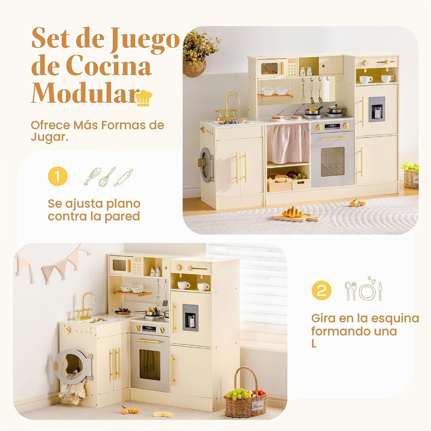 ROBOTIME Juego de cocina de madera para niños, juego de cocina de s...
