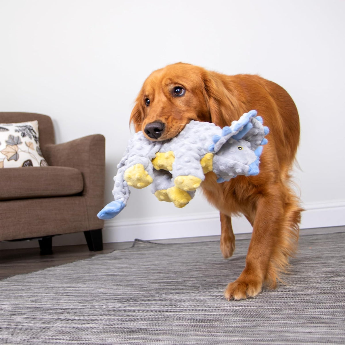 Juguete para perro de felpa, goDog, dinosaurios con tecnología Chew...