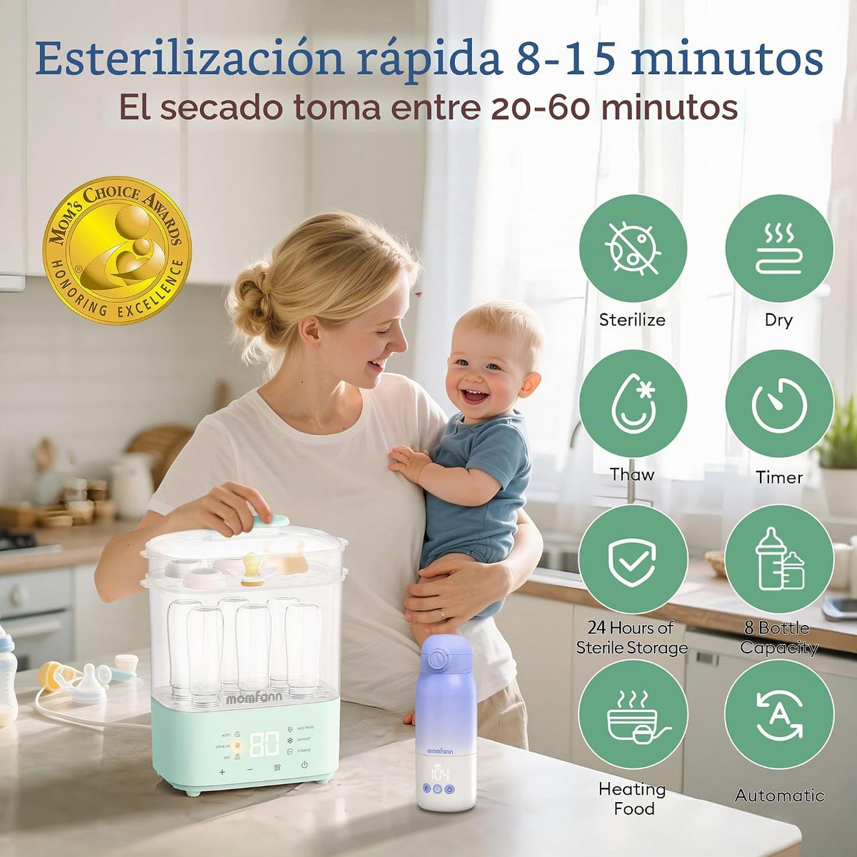 MOMFANN Esterilizador de biberones y secadora y calentador de biber...
