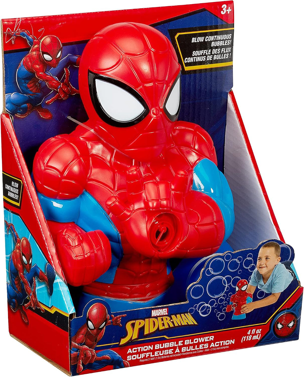 Little Kids Marvel Spider-Man - Máquina sopladora de burbujas de ac...