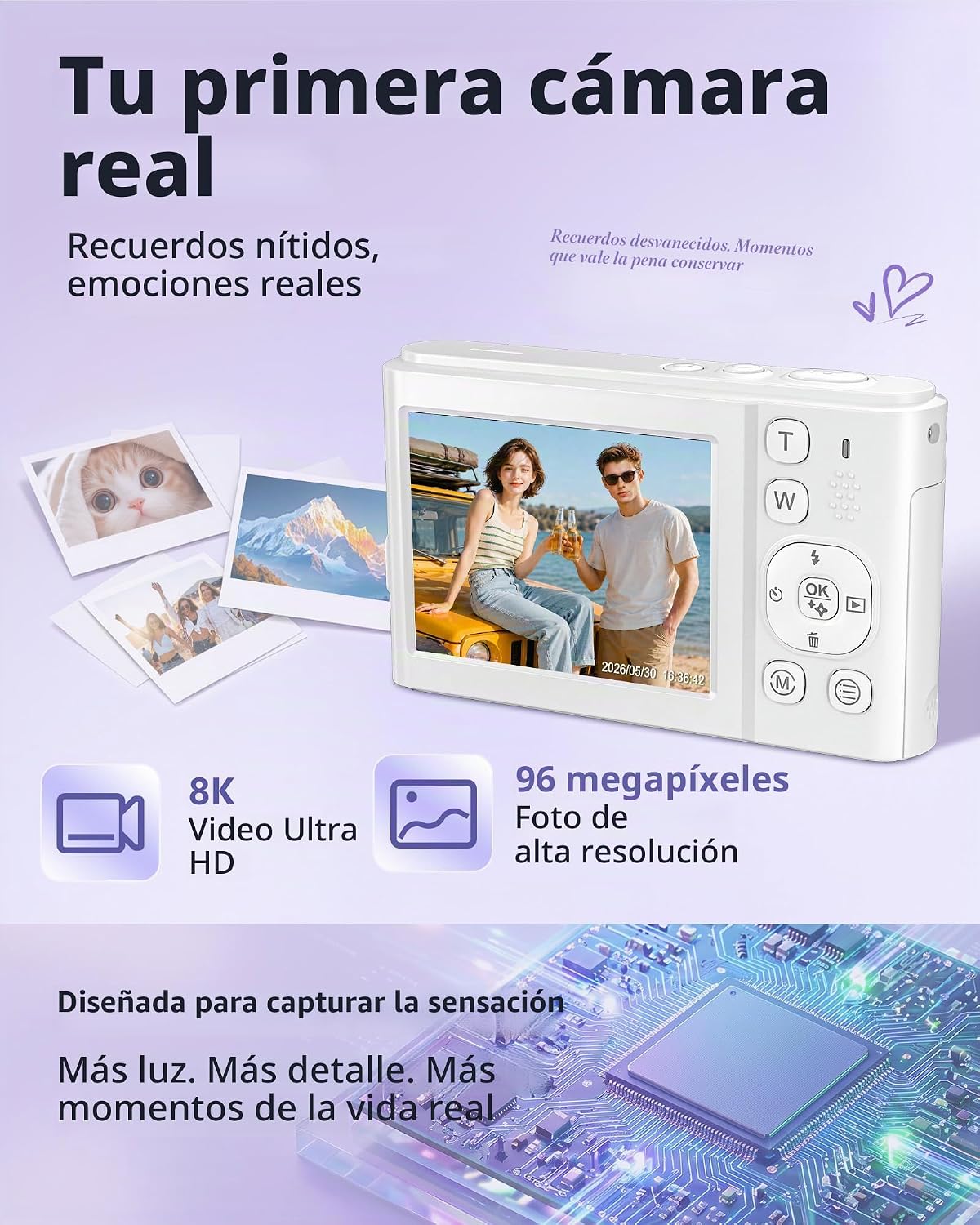 Cámara digital 8K, cámaras WiFi de 96 MP para fotografía con pantal...