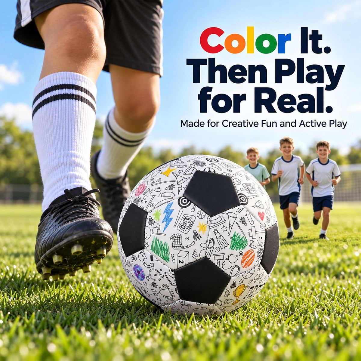 Champhox Colorea tu propio balón de fútbol tamaño 3 para niños 3-7...