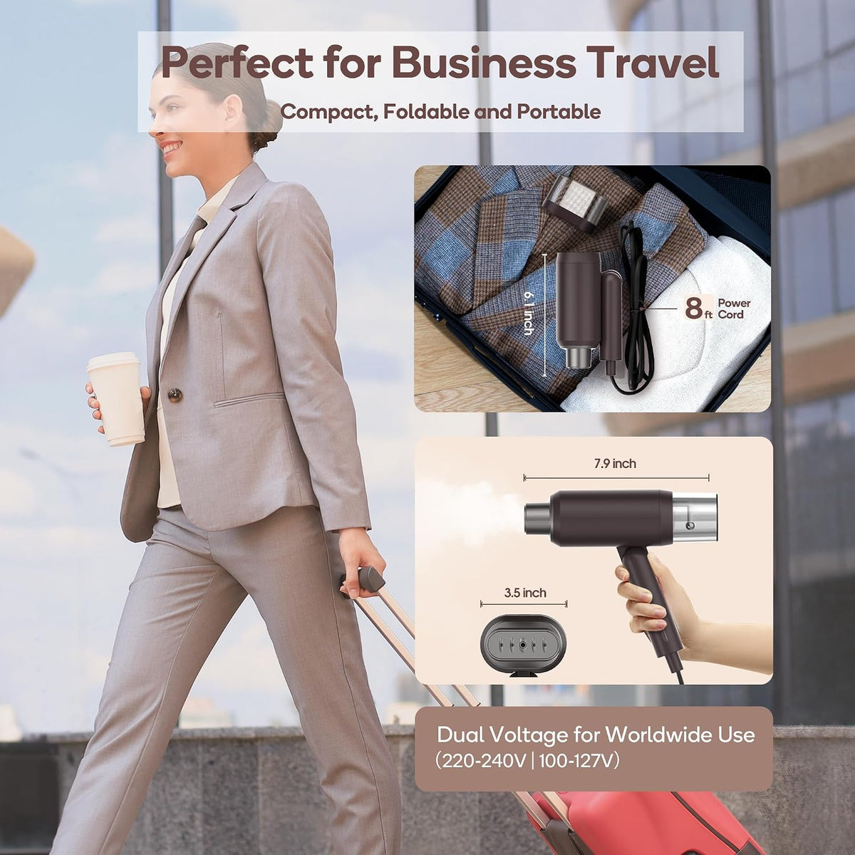 Newbealer Vaporizador Pro Business Travel de 1200 W, doble voltaje,...