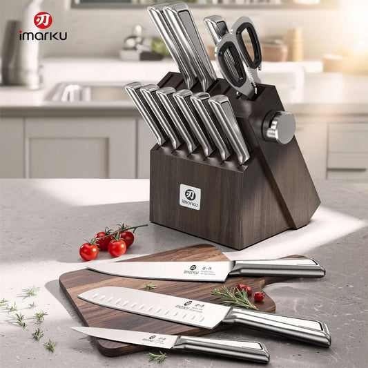 Juego de cuchillos para cocina con bloque imarku G14 Juego de cuchi...