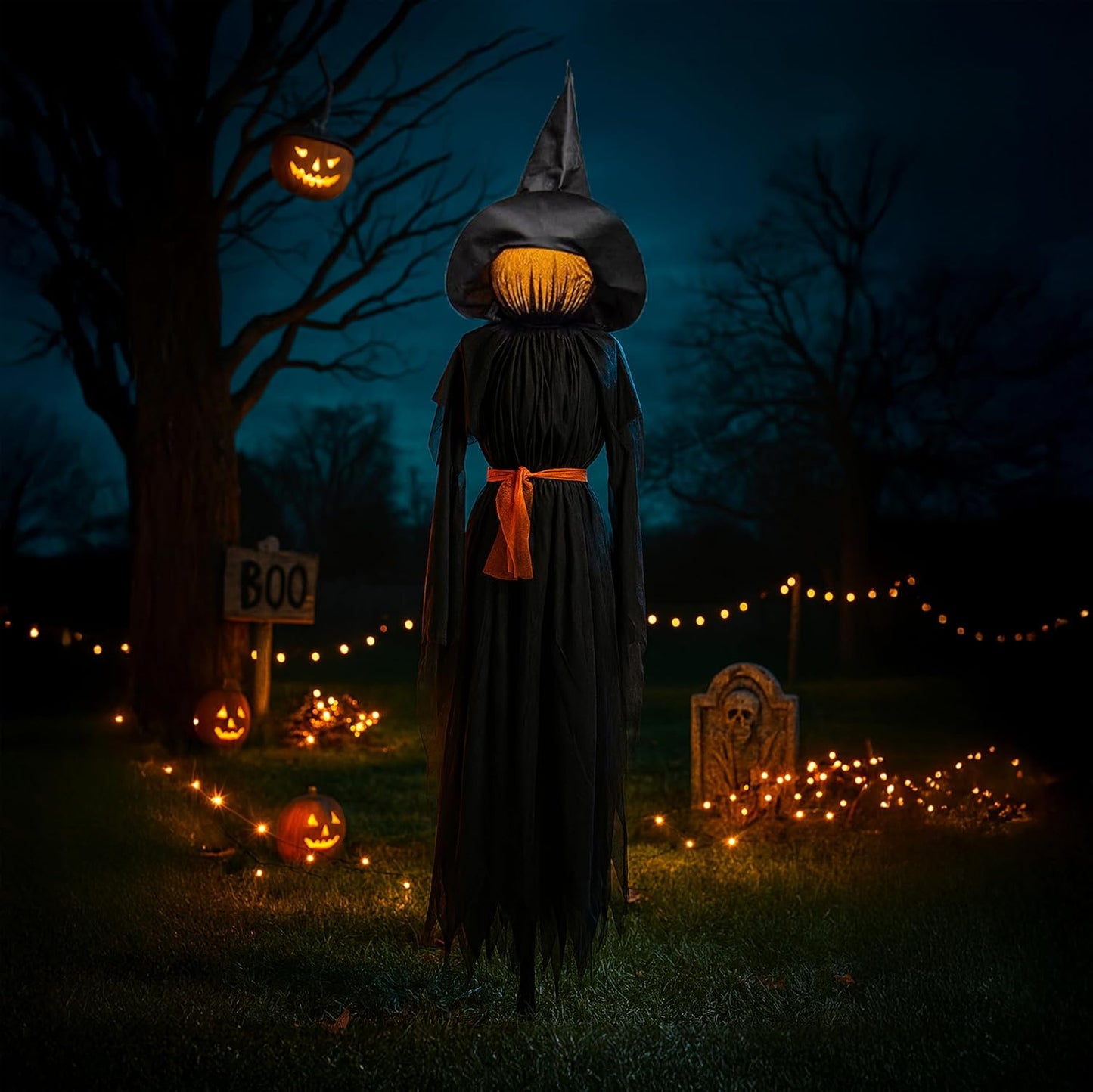 Evergreen Brujas Negras LED de Halloween de 6 pies con Sombreros y...