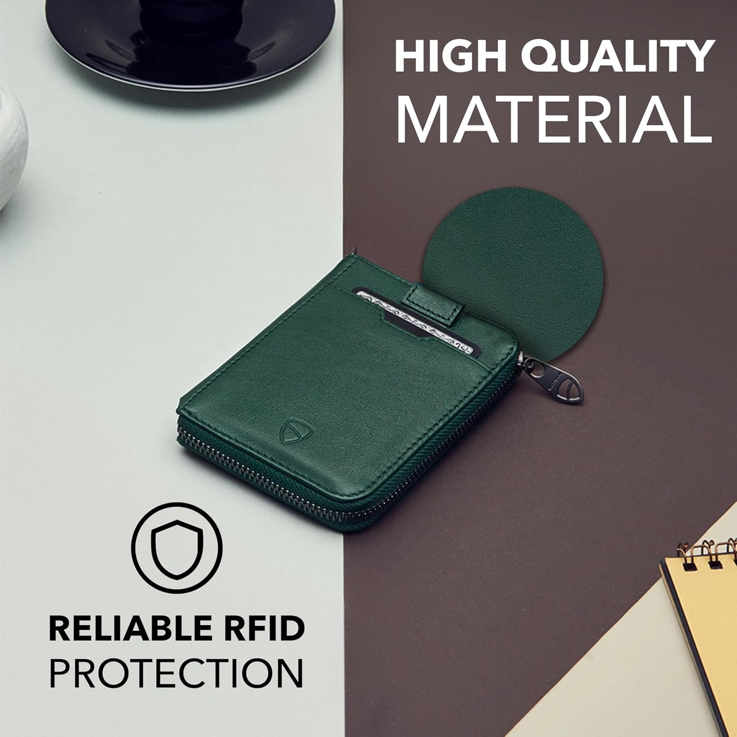 Vaultskin - Cartera de cuero con cierre de cremallera, minimalista...