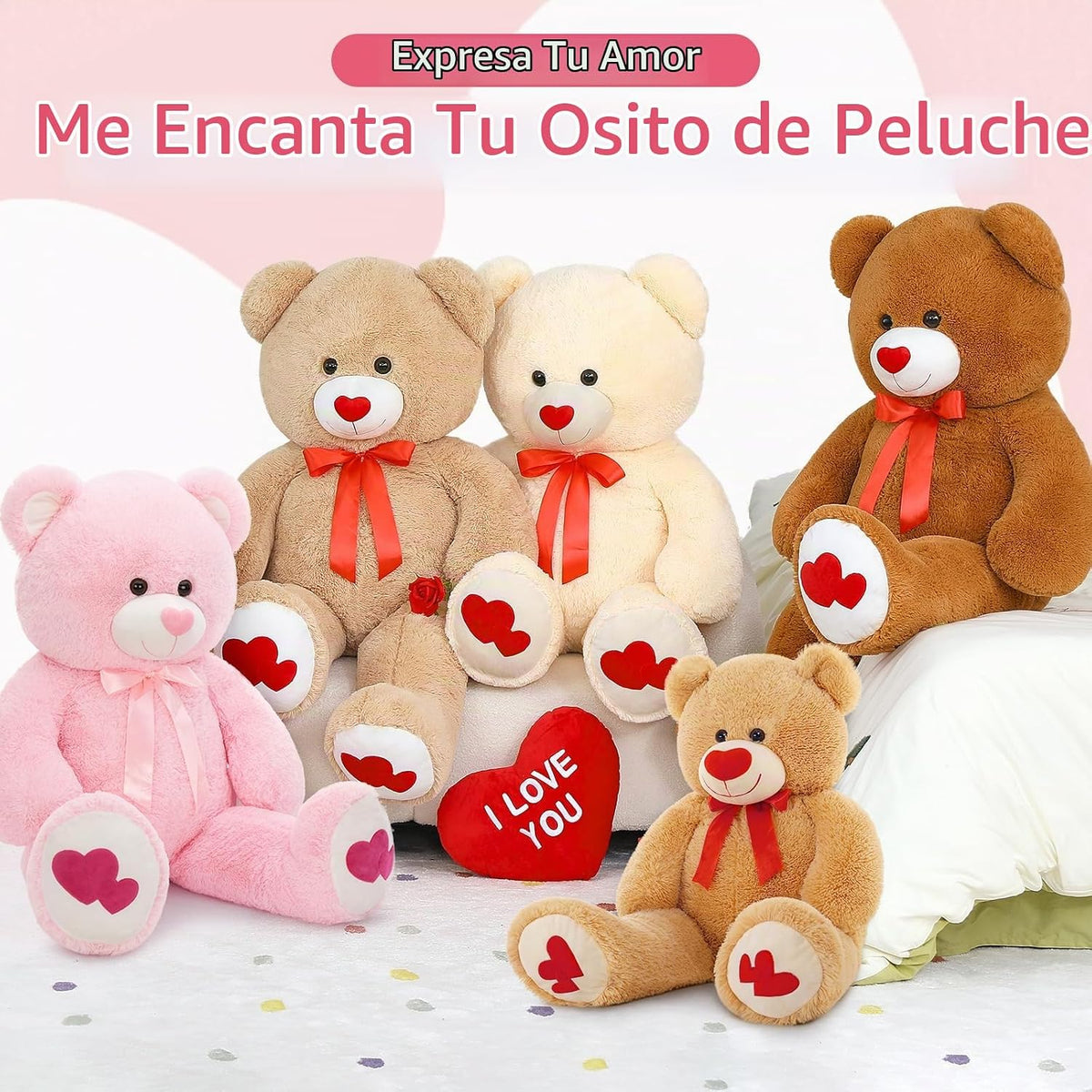 MaoGoLan Oso de peluche gigante rosa de 47 pulgadas, animal de pelu...