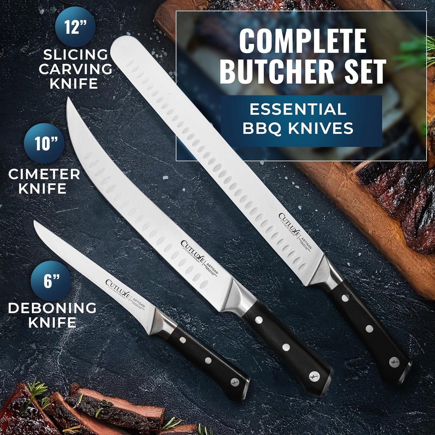 Set de cuchillos de carnicero Cutluxe \u2013 Cuchillo para carne de...