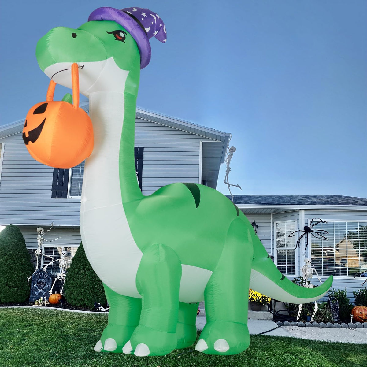 ININ Decoración de dinosaurio inflable gigante de Halloween de 10 p...