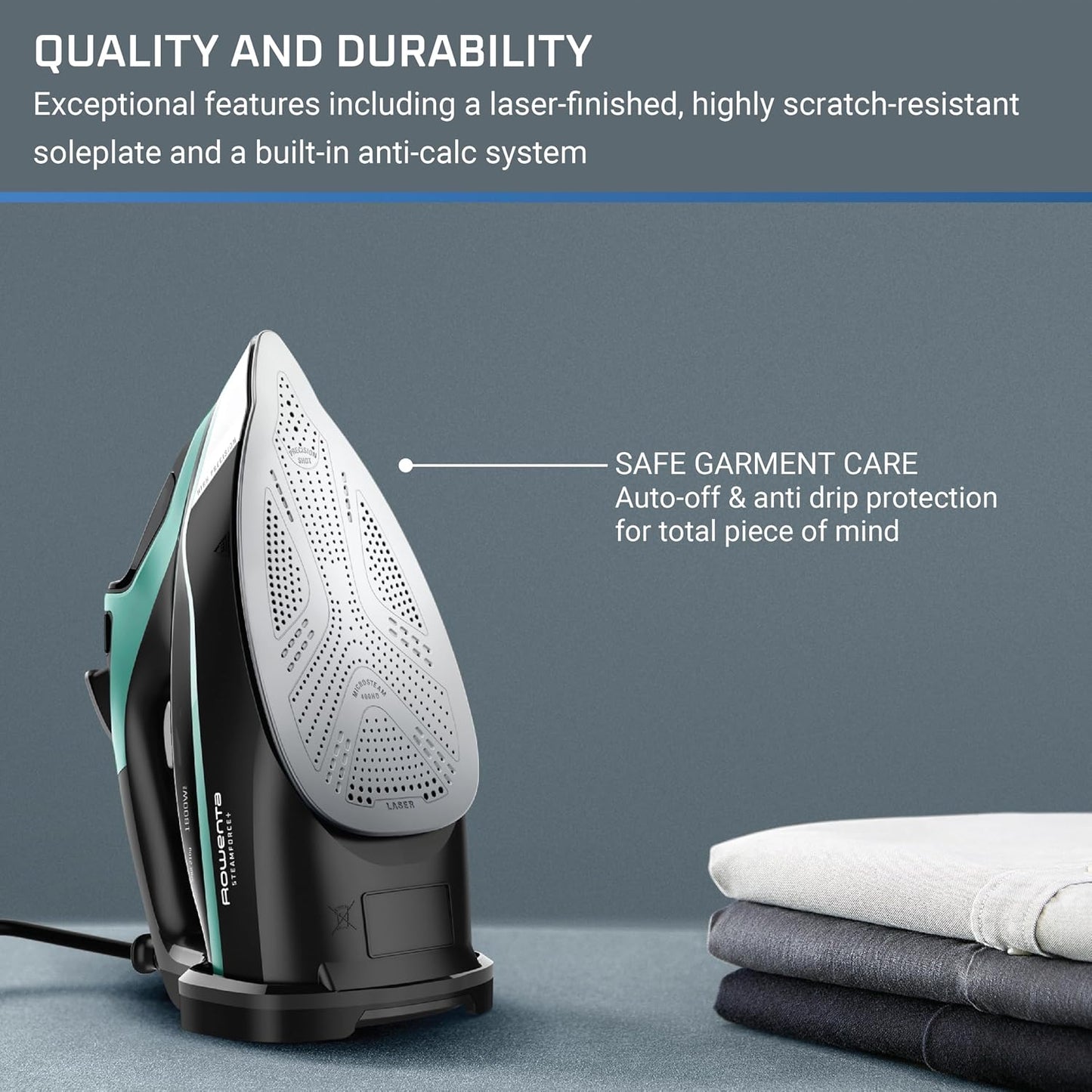 Rowenta Steam Force Plancha de vapor con placa de acero inoxidable...