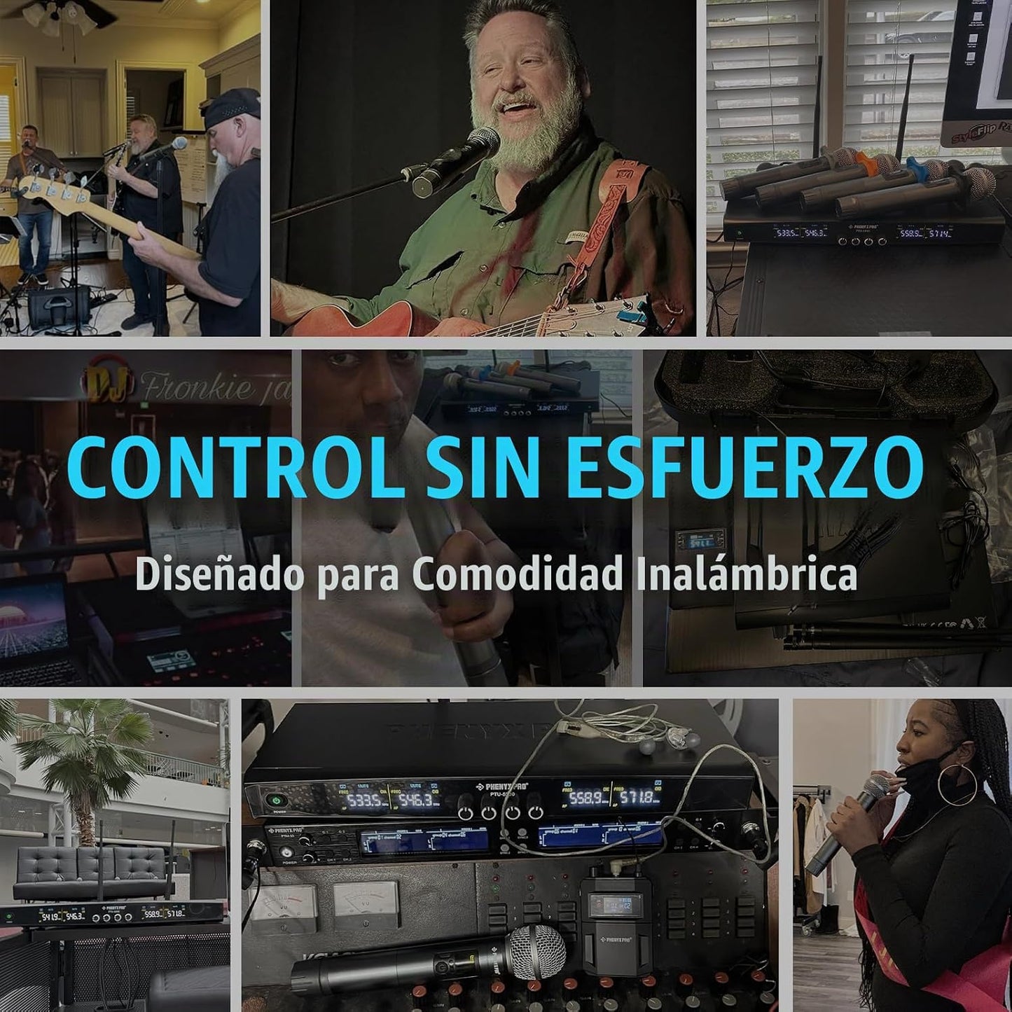 Phenyx Pro Sistema de micrófono inalámbrico dinámico de metal UHF 4...