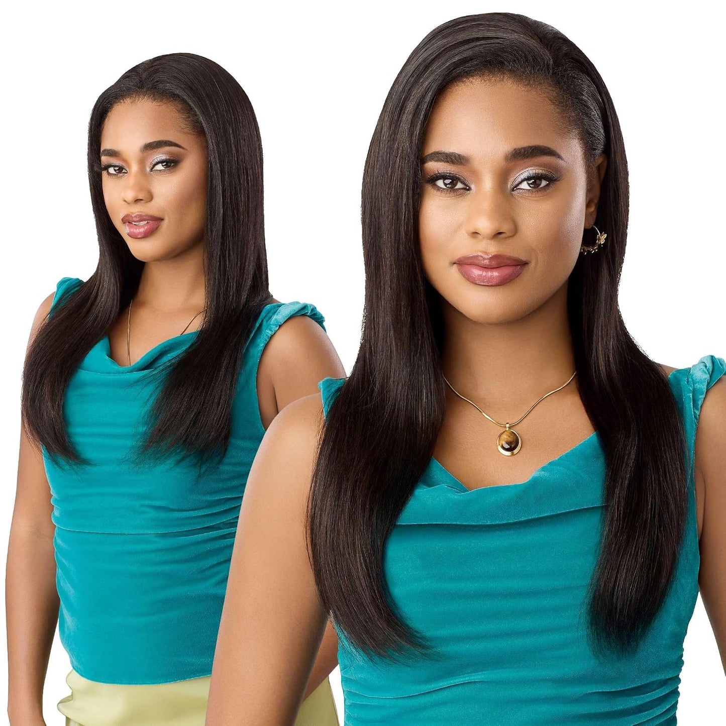 Outre EverRoot - Media peluca de cabello humano - Yaki lacio de 22...