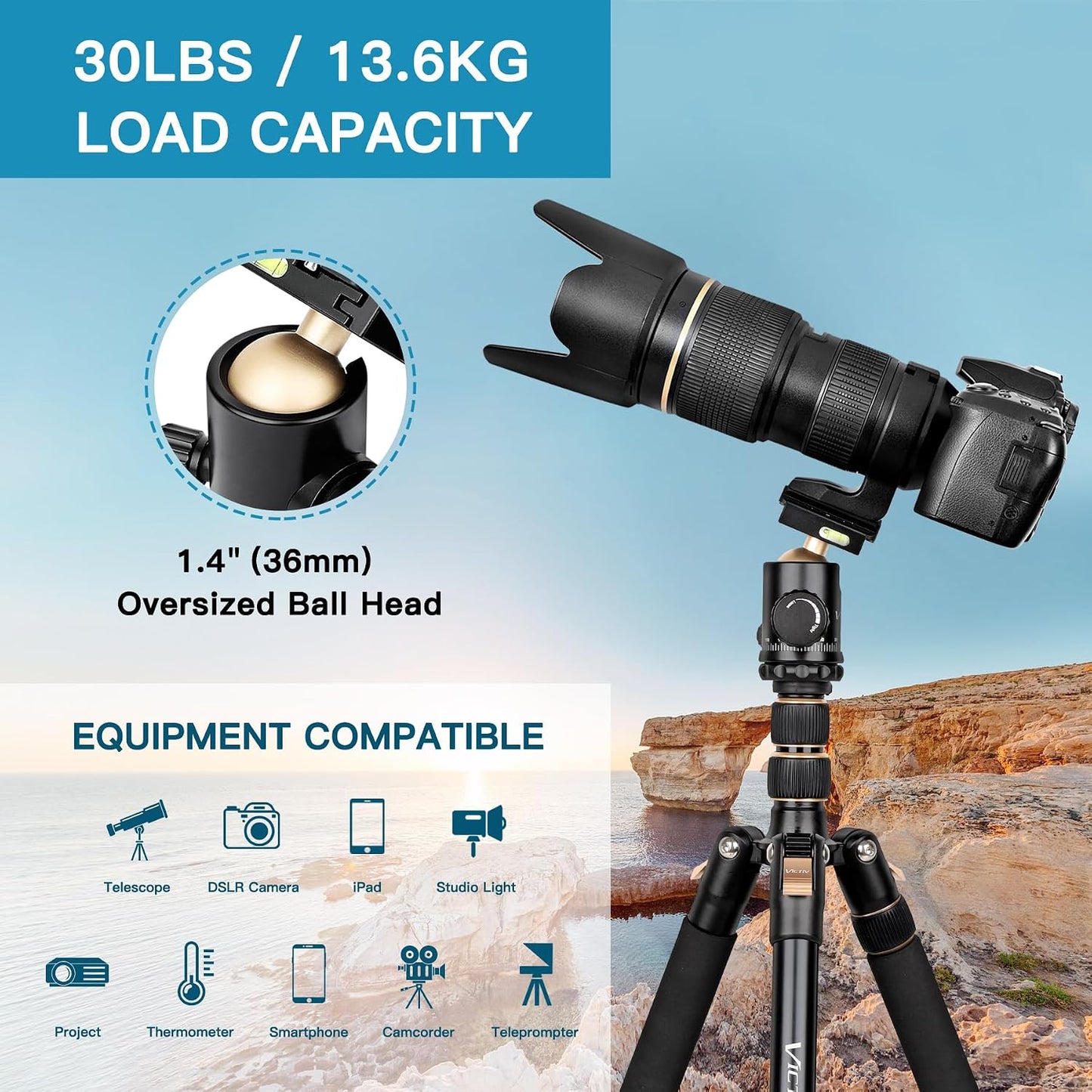 Trípode DSLR Profesional para Fotografía - Alto, Ligero y Resistent...