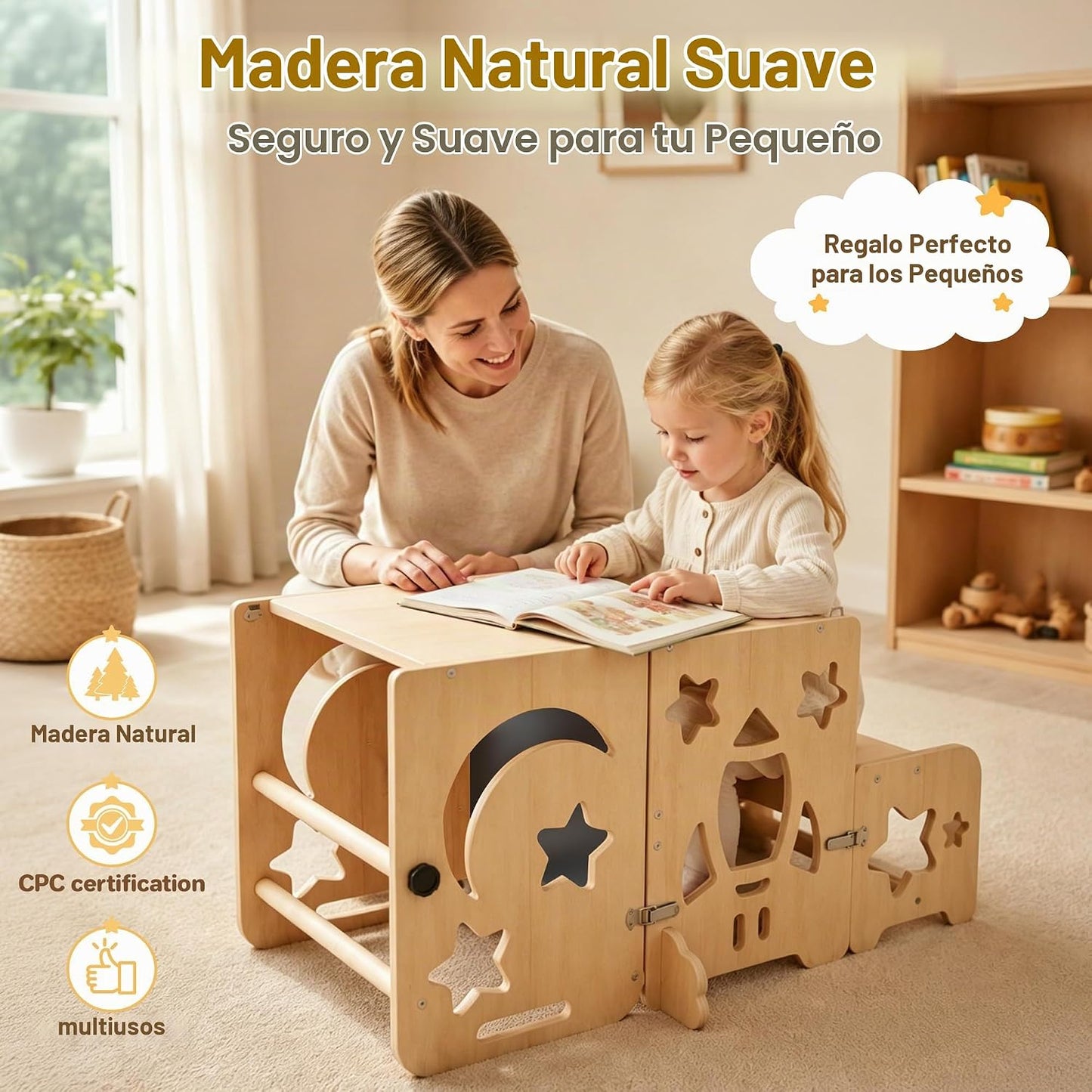 CraMAGI Torre de pie para niños pequeños, taburete de cocina 4 en 1...
