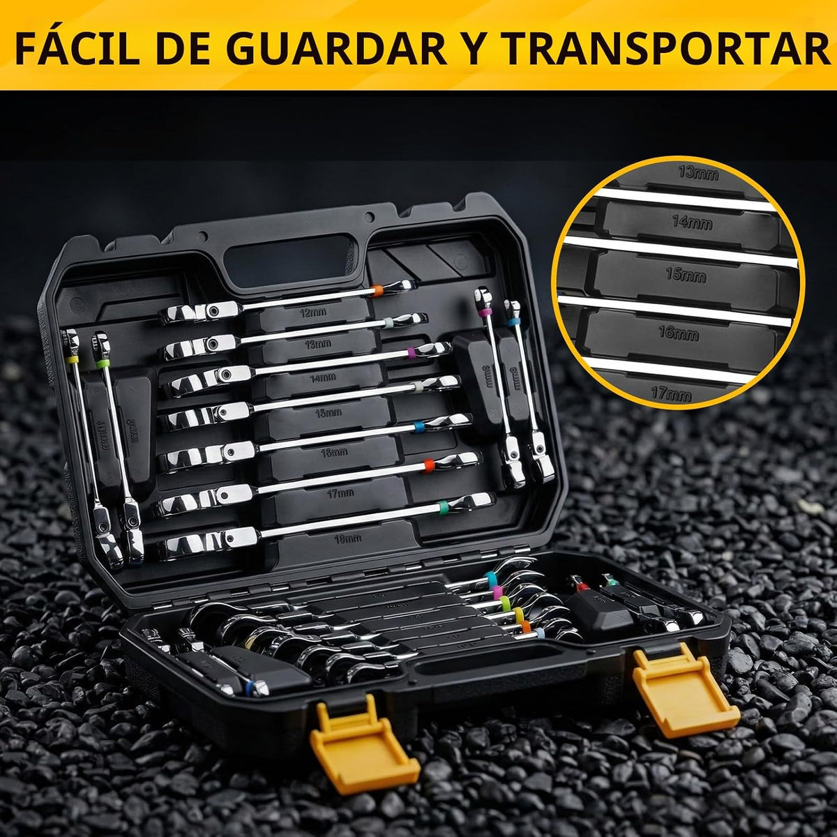 GRENPRO Juego de 23 piezas de llaves de trinquete con cabeza flexib...