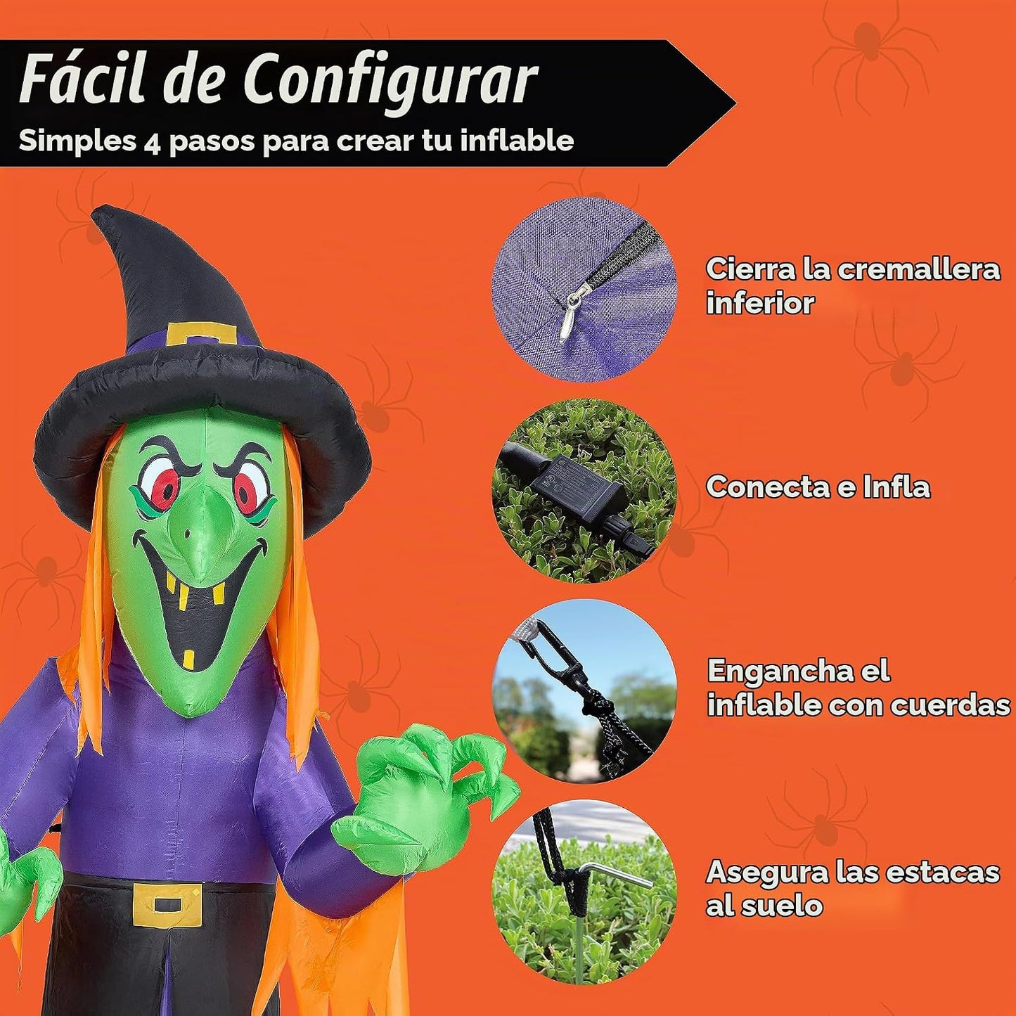 Joiedomi Decoración inflable de Halloween de 12 pies de alto, con l...