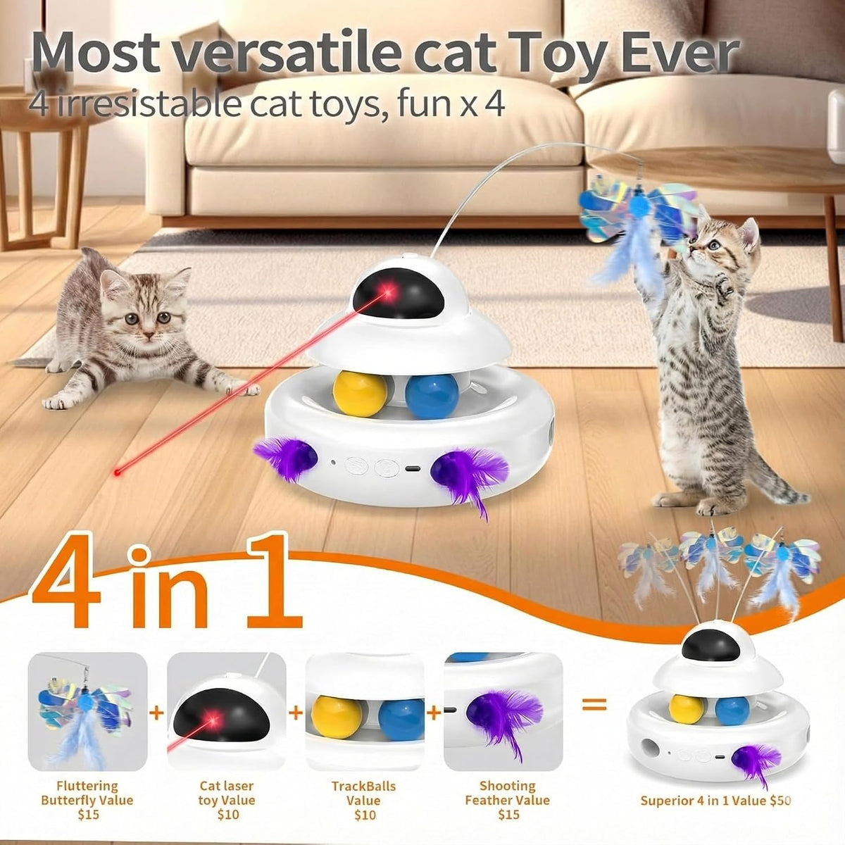MOHAYA Juguetes Interactivos para Gatos de Interior, Juguete Automá...