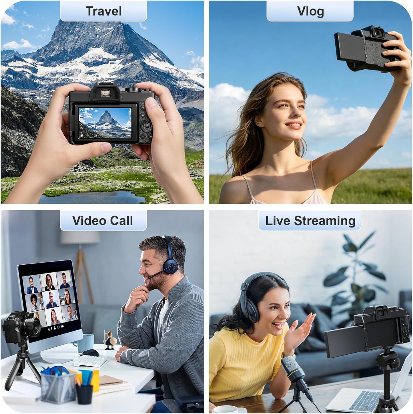 Kit de cámaras digitales G-Anica 8K para fotografía con lente dual...